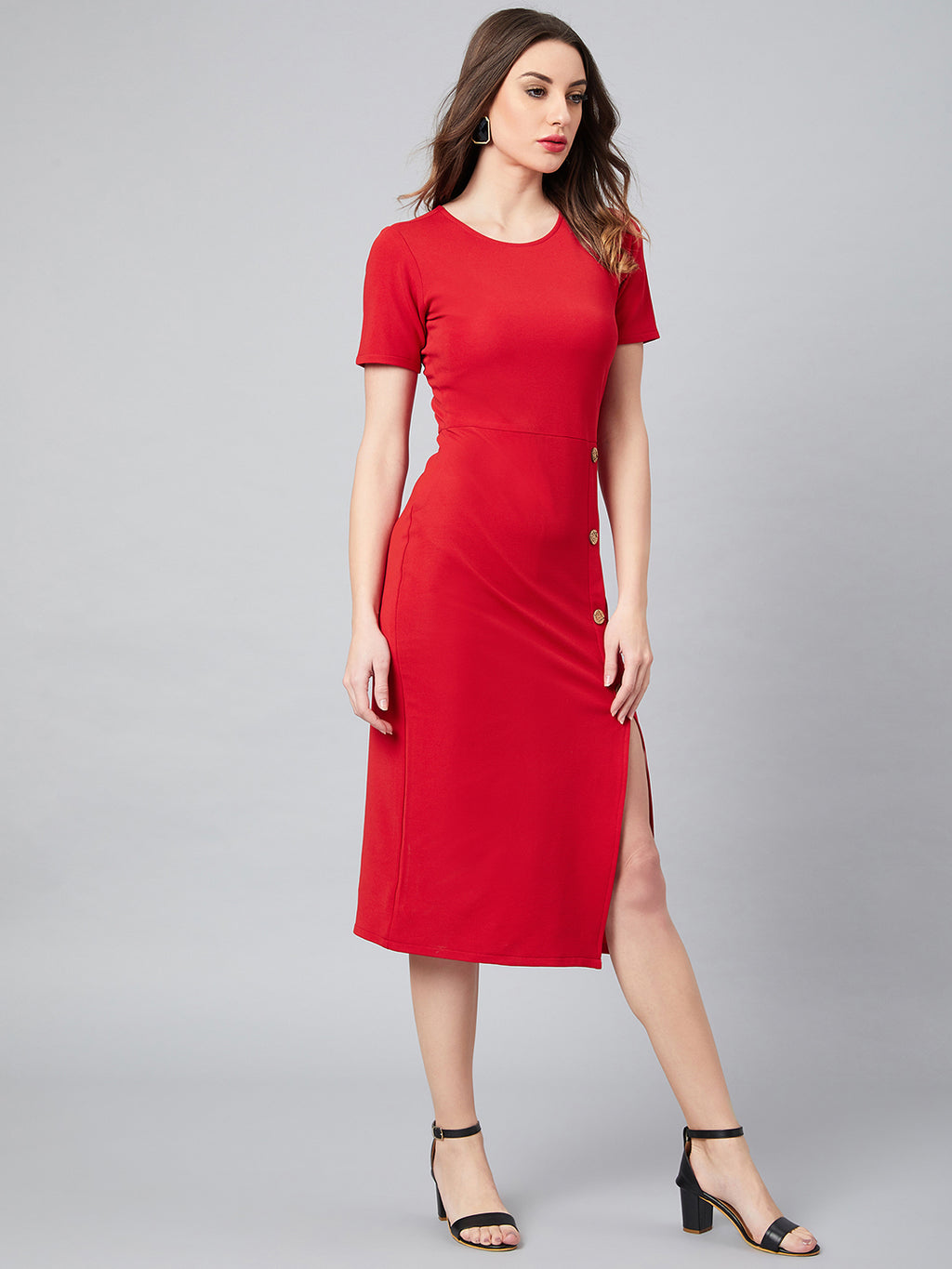Athena Women Red Solid Sheath Dress