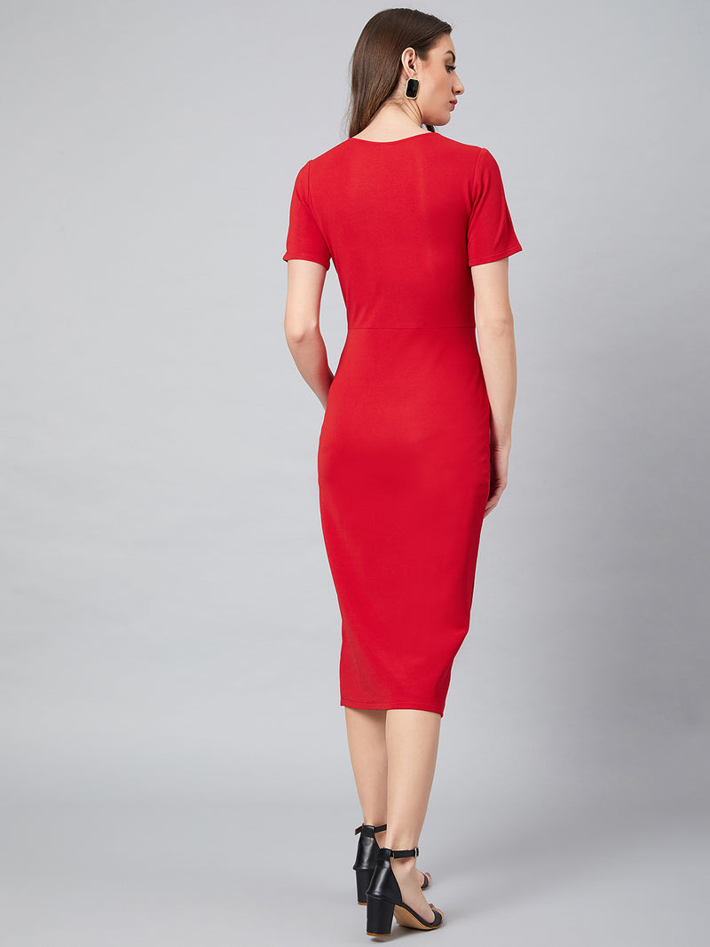 Athena Women Red Solid Sheath Dress