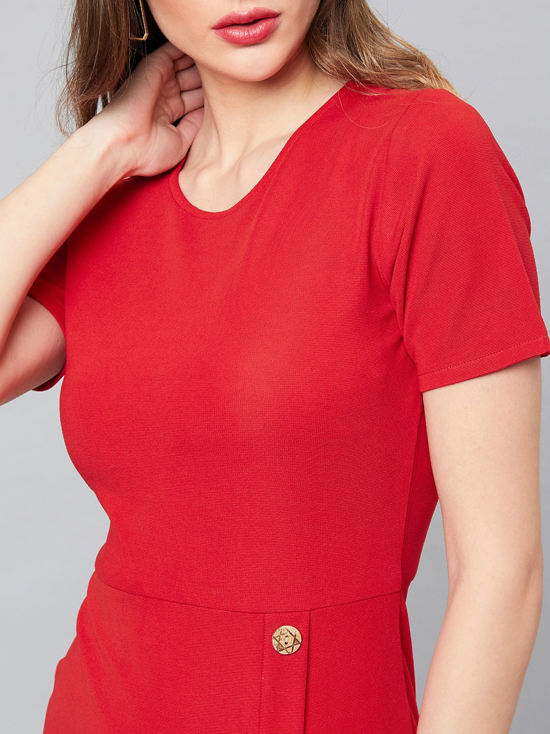 Athena Women Red Solid Sheath Dress