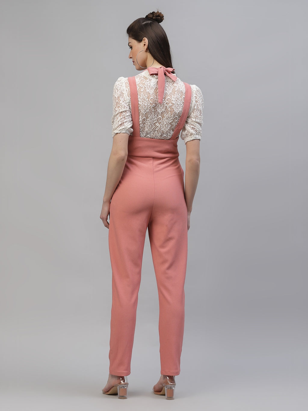 Athena Women Pink Solid Basic Jumpsuit
