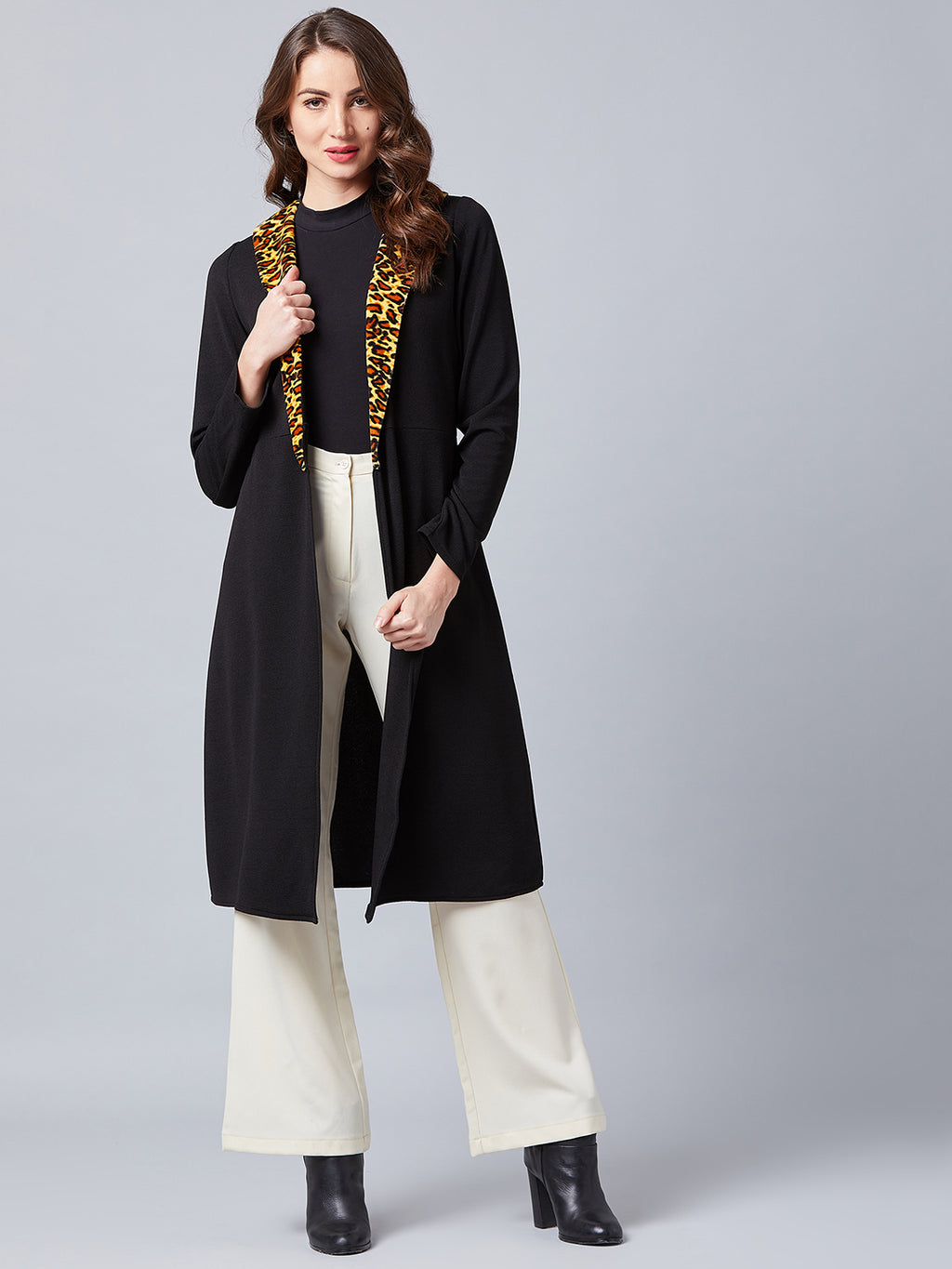 Athena Women Black Solid Open-Front Shrug