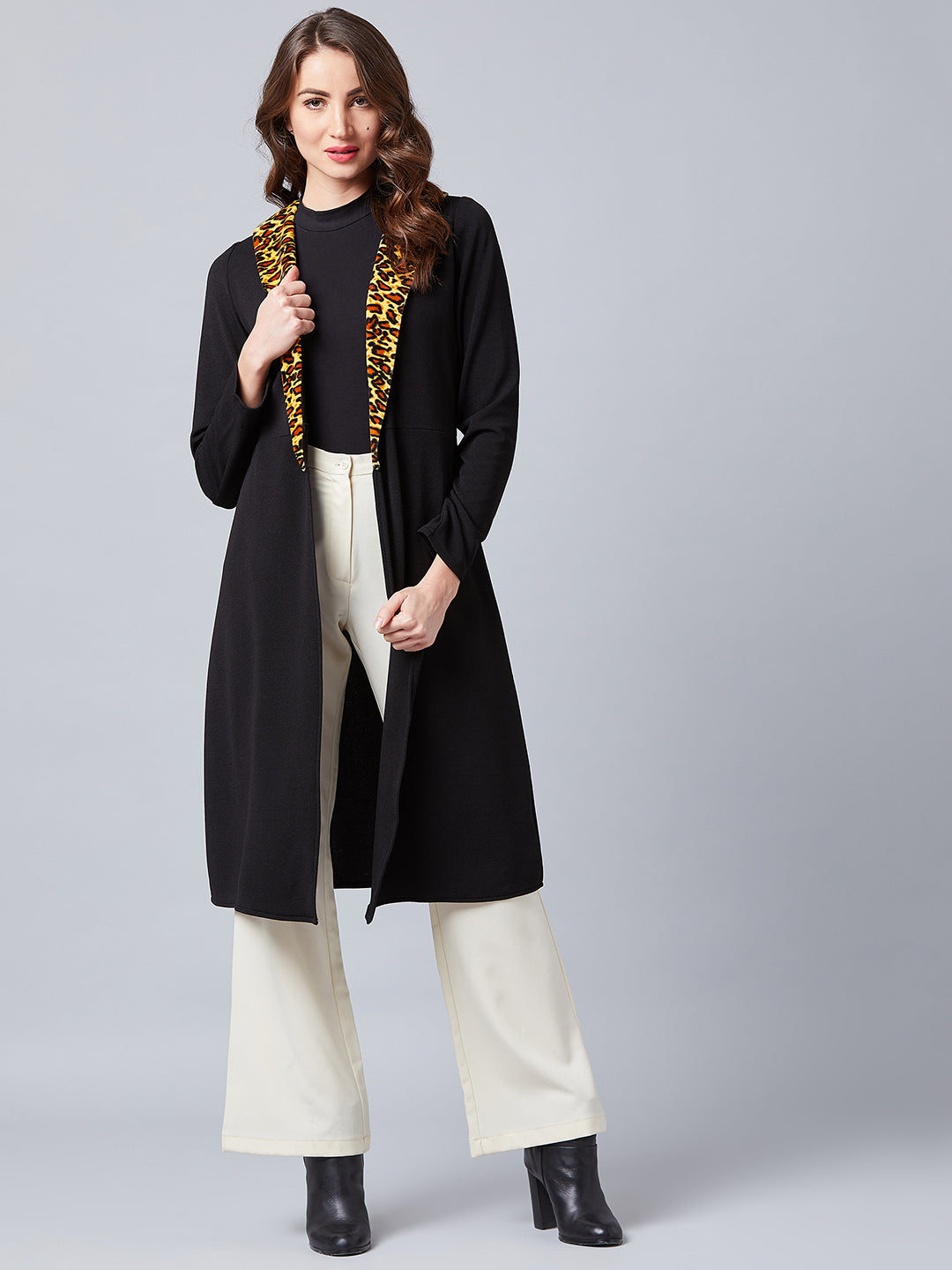 Athena Women Black Solid Open-Front Shrug