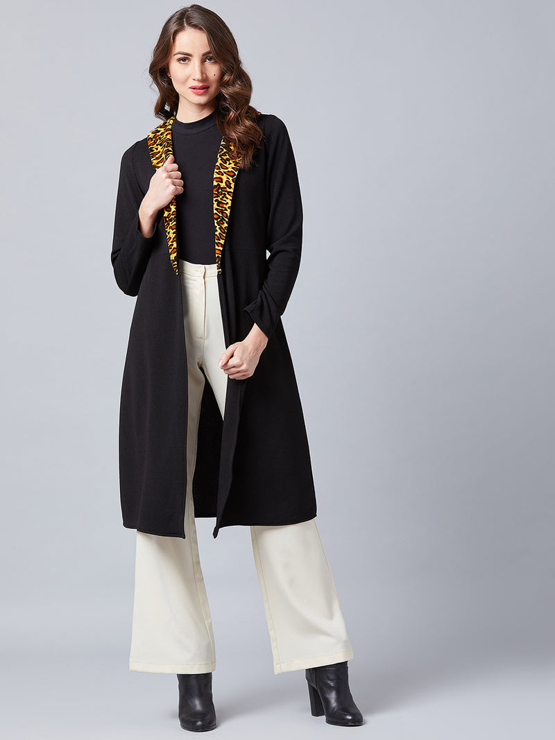 Athena Women Black Solid Open-Front Shrug