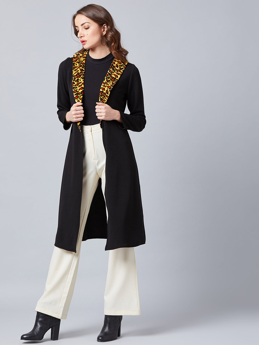Athena Women Black Solid Open-Front Shrug