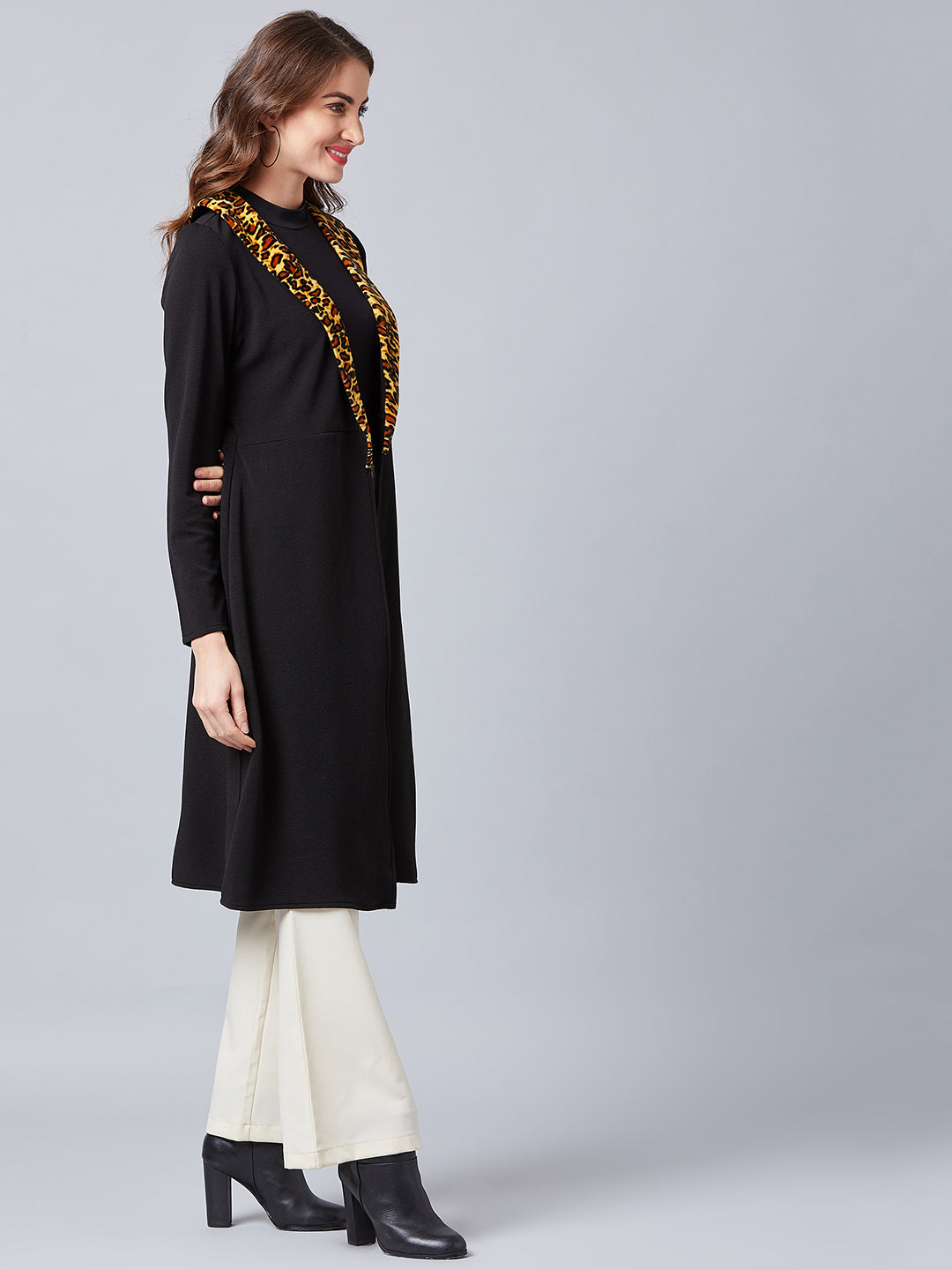 Athena Women Black Solid Open-Front Shrug