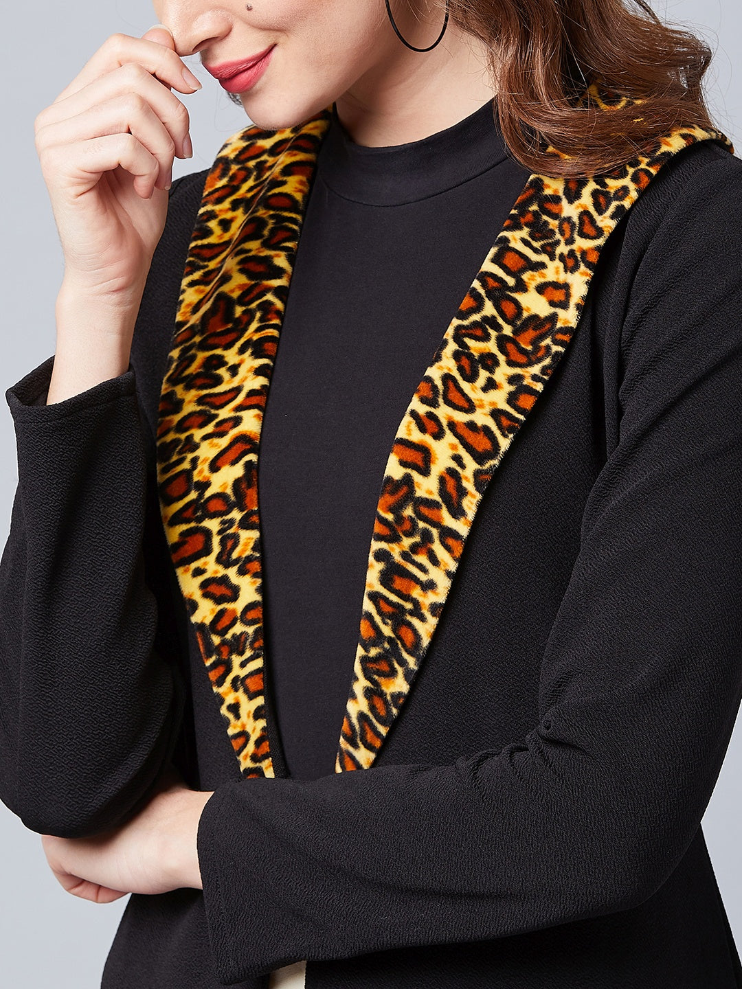 Athena Women Black Solid Open-Front Shrug