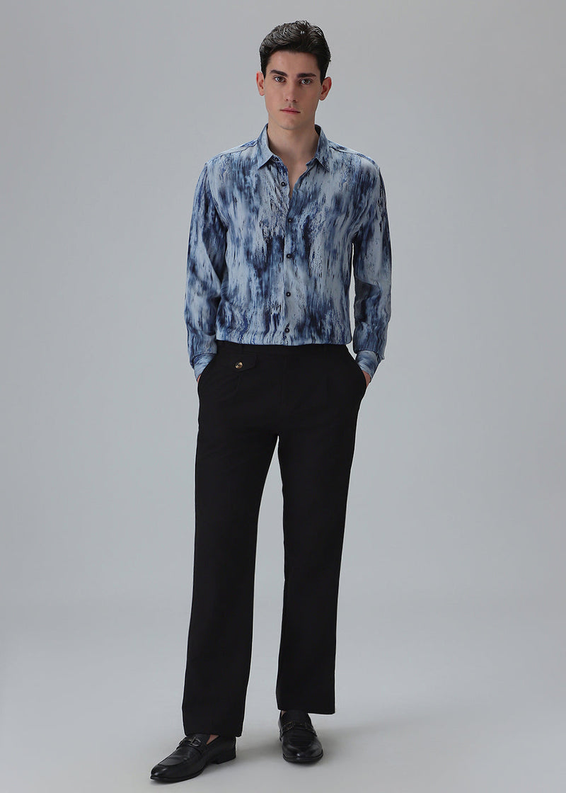 Abstract Blue Printed Shirt