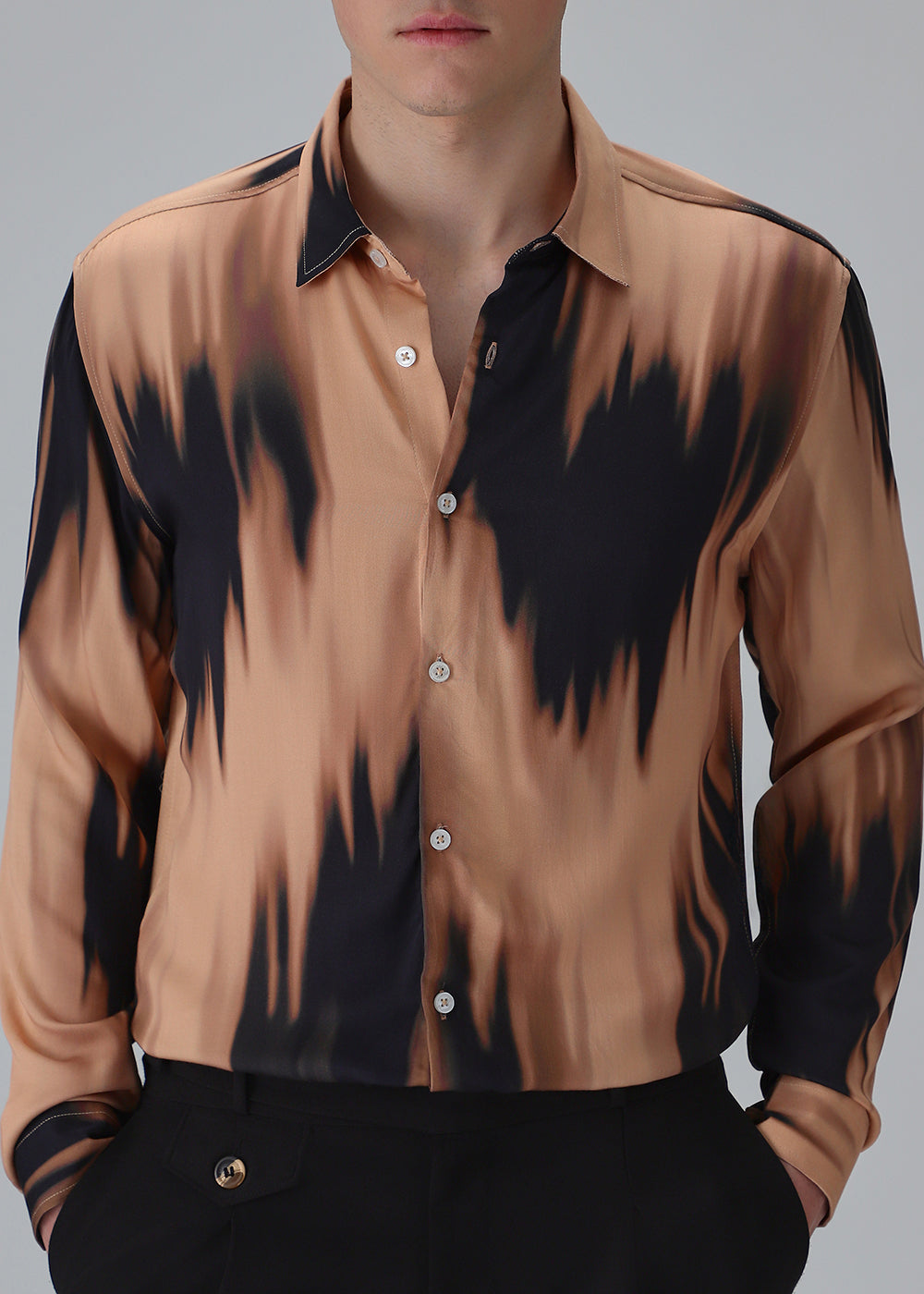 Abstract Dark Peach Printed Shirt