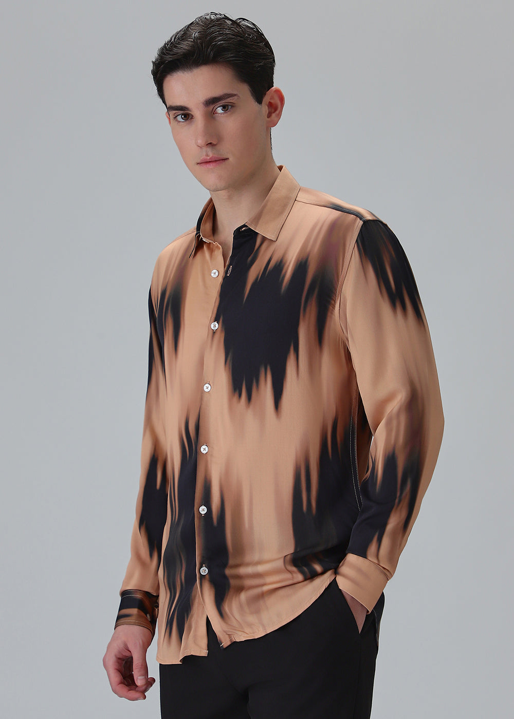Abstract Dark Peach Printed Shirt