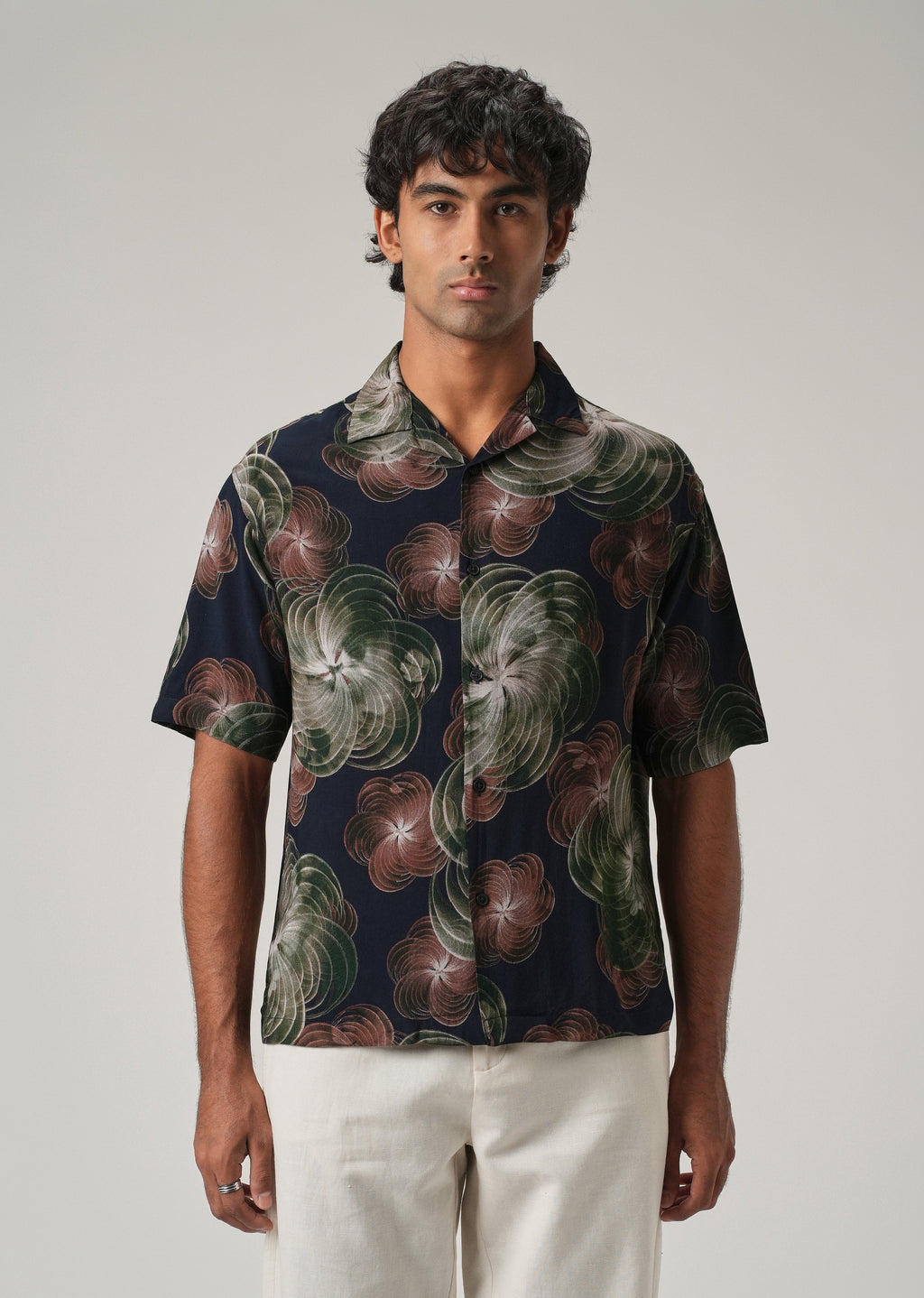 Abstract Floral Oversized Feather Shirt
