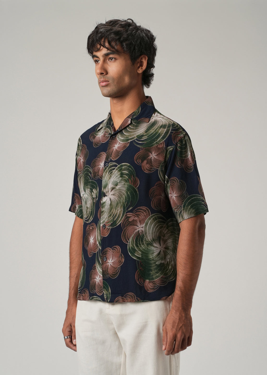 Abstract Floral Oversized Feather Shirt