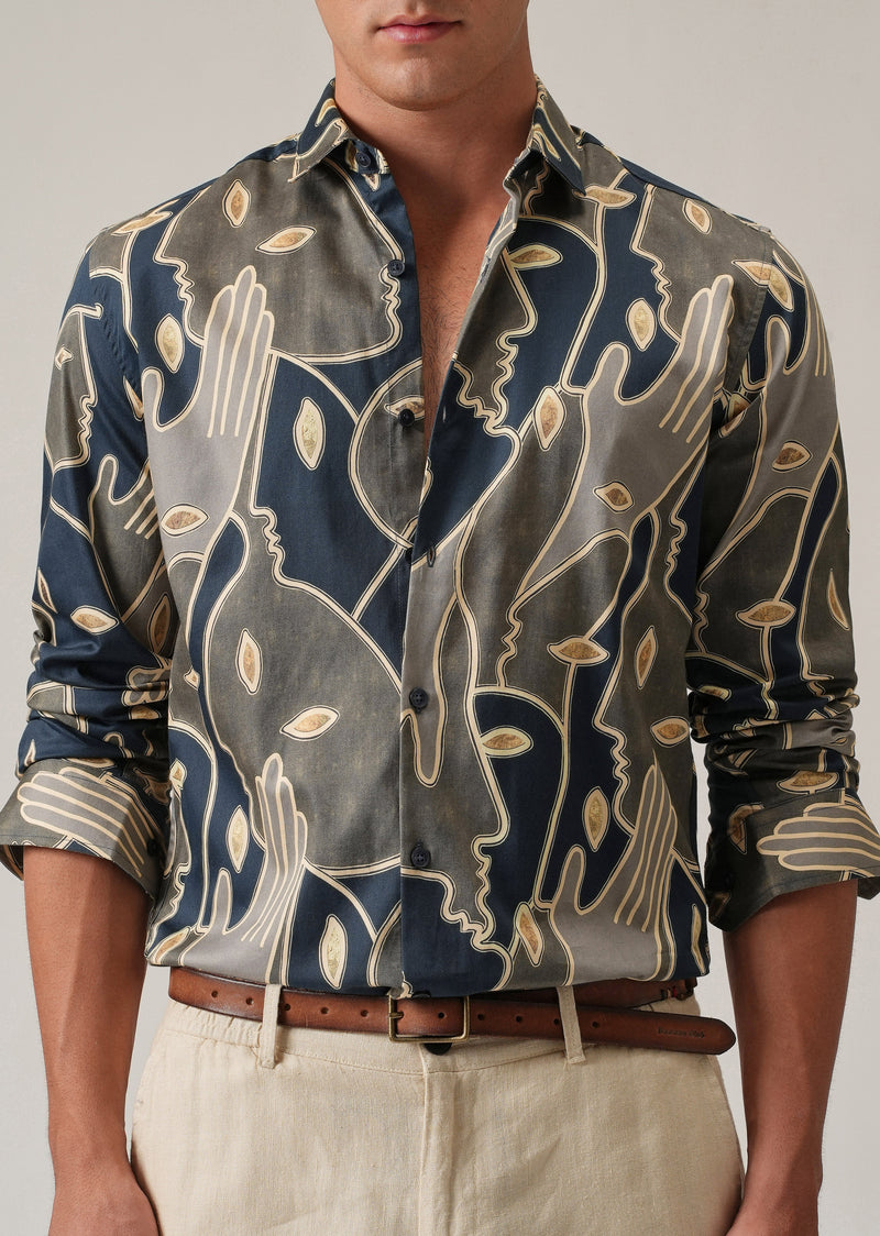 Artistic Faces Print Shirt