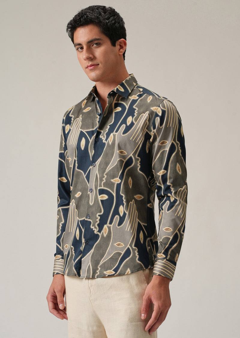 Artistic Faces Print Shirt