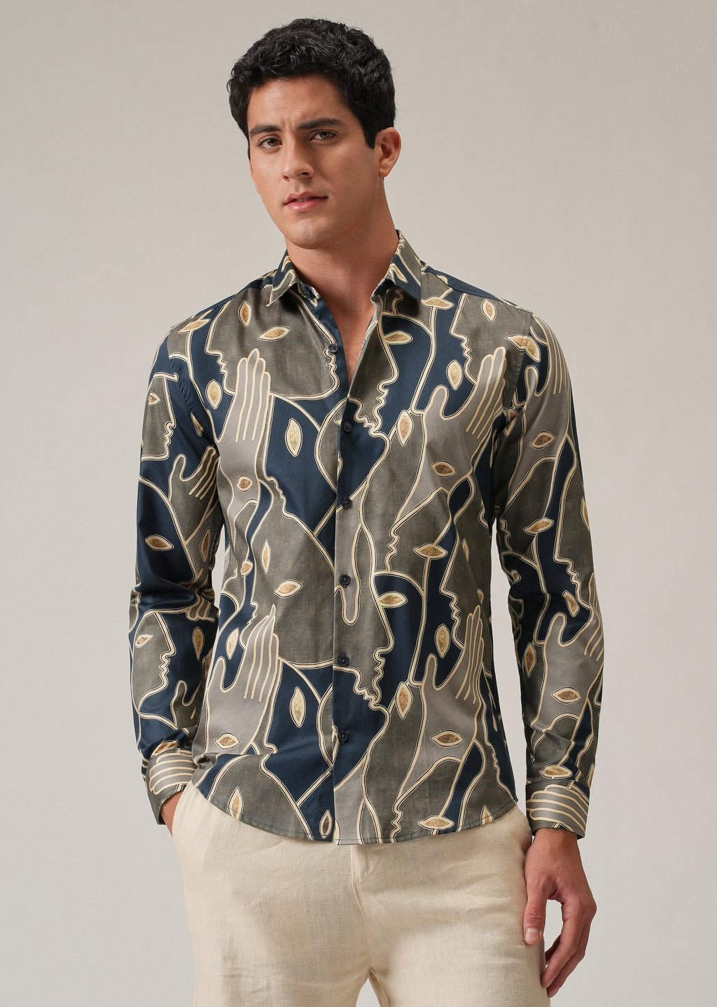 Artistic Faces Print Shirt