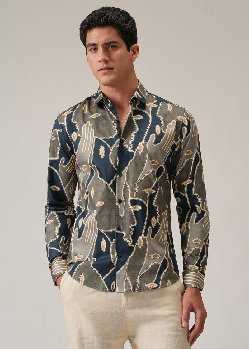 Artistic Faces Print Shirt