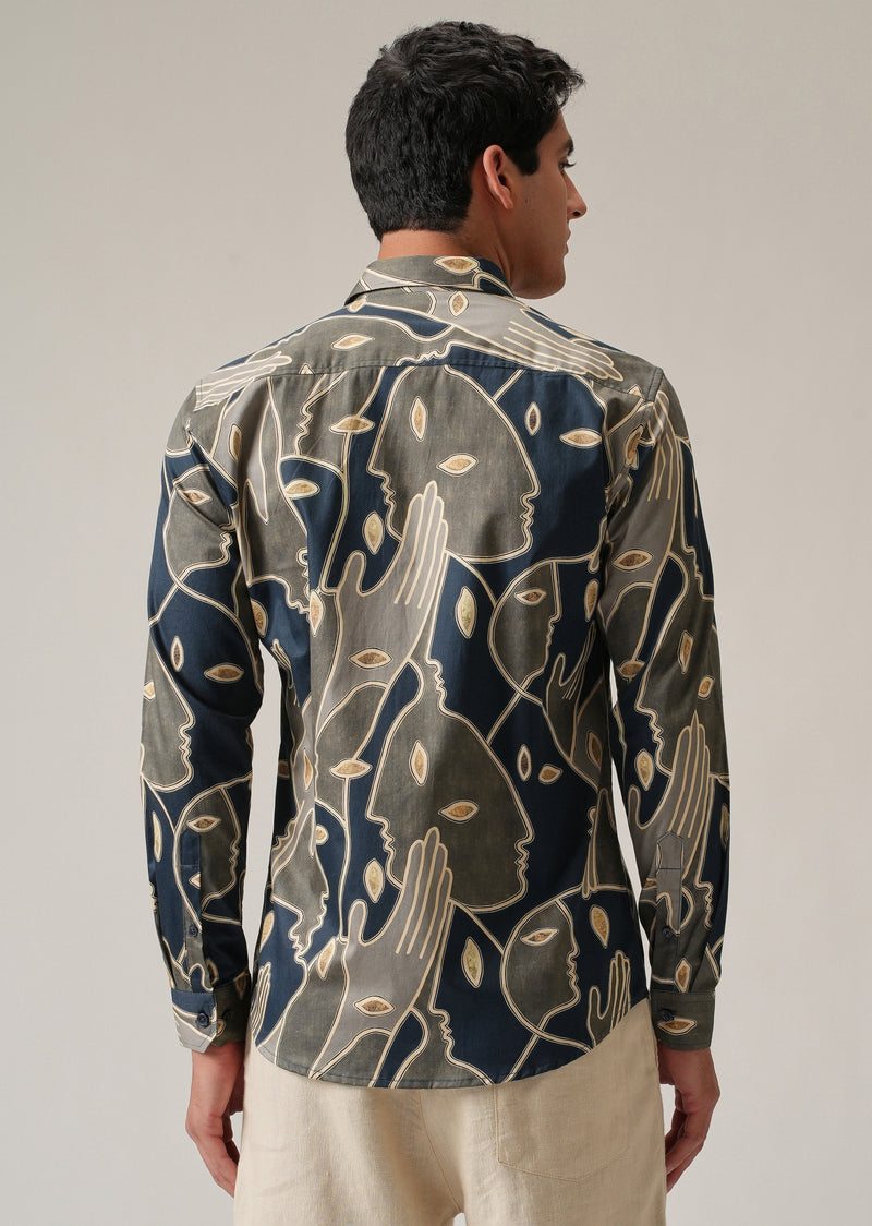 Artistic Faces Print Shirt