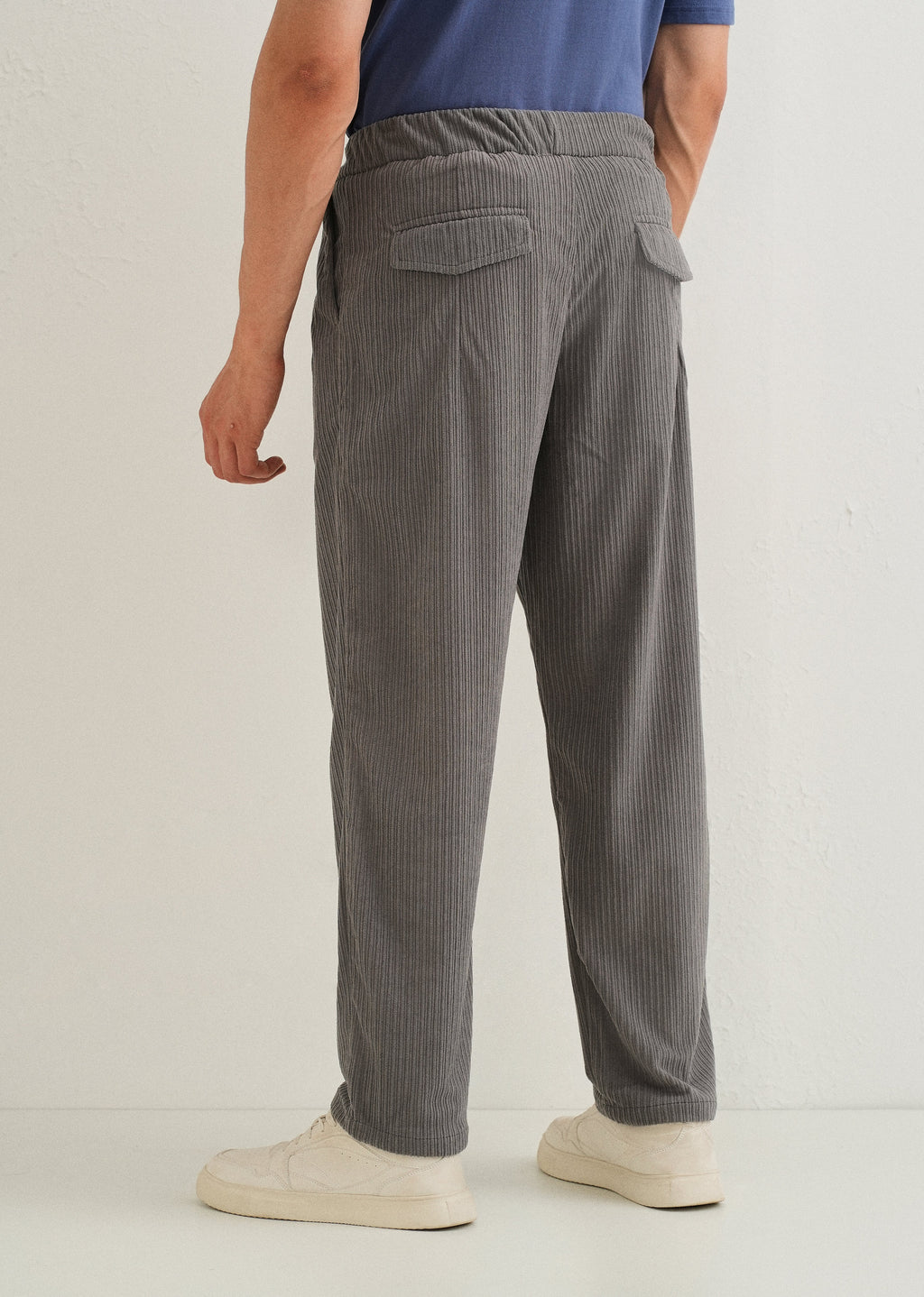 Ash Grey Drawstring Corduroy Pant