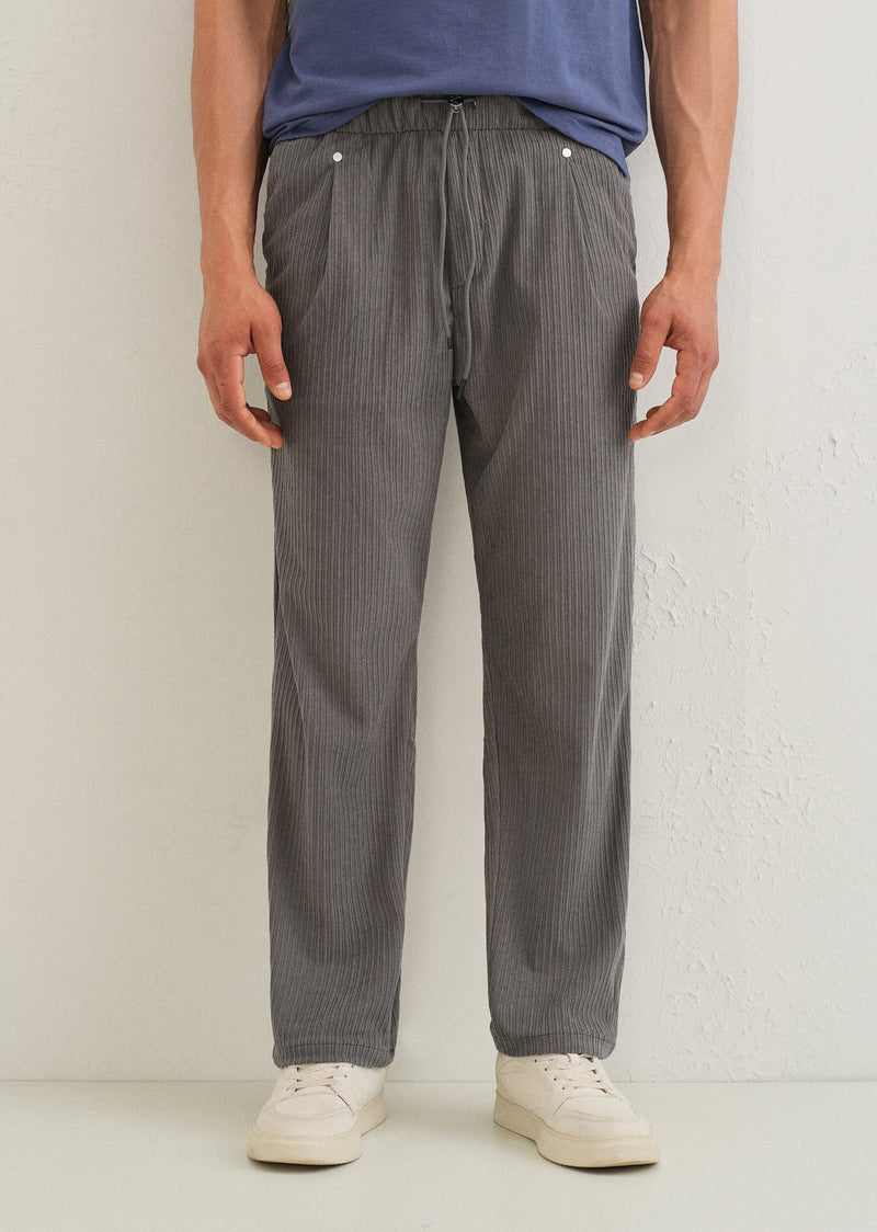 Ash Grey Drawstring Corduroy Pant