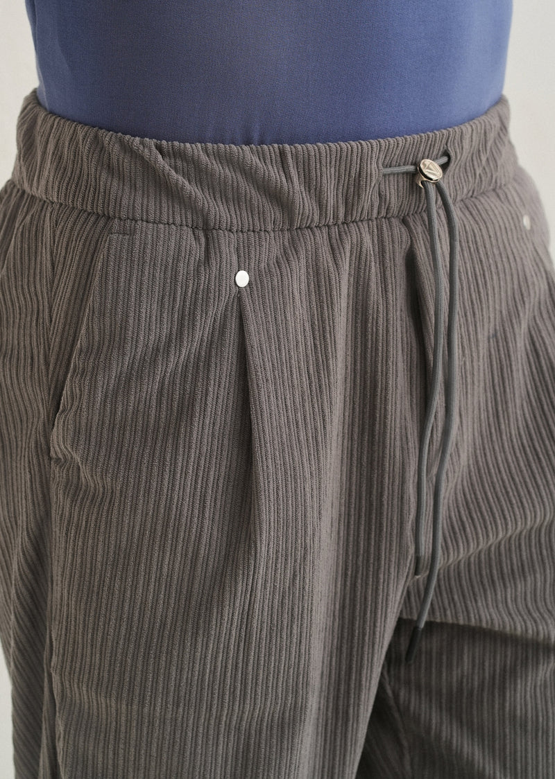Ash Grey Drawstring Corduroy Pant