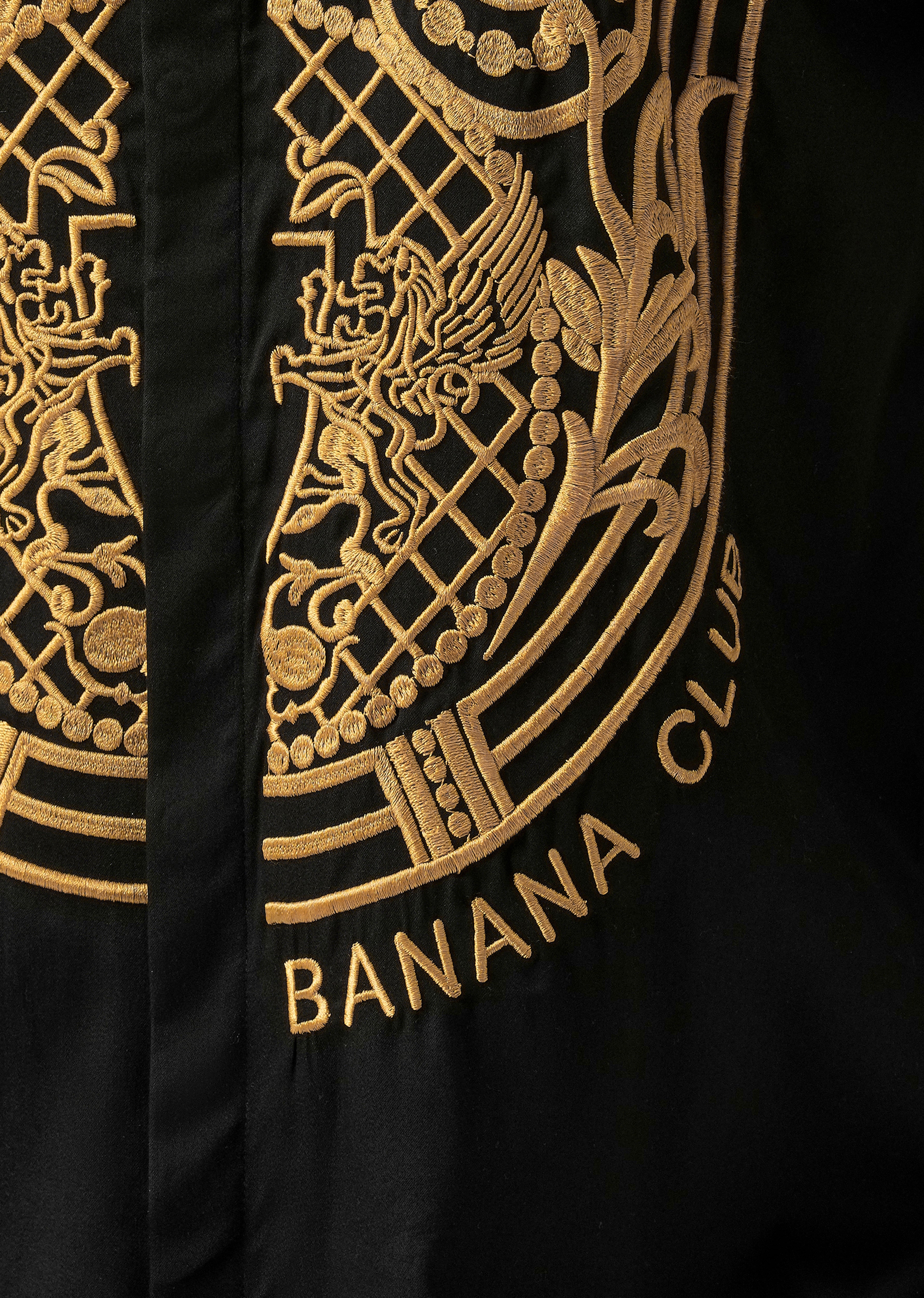 Gold Symmetric Embroidered Black Designer Shirt