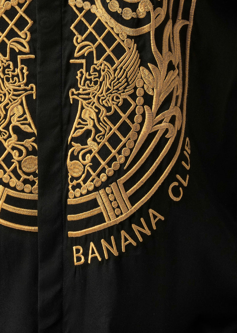Gold Symmetric Embroidered Black Designer Shirt