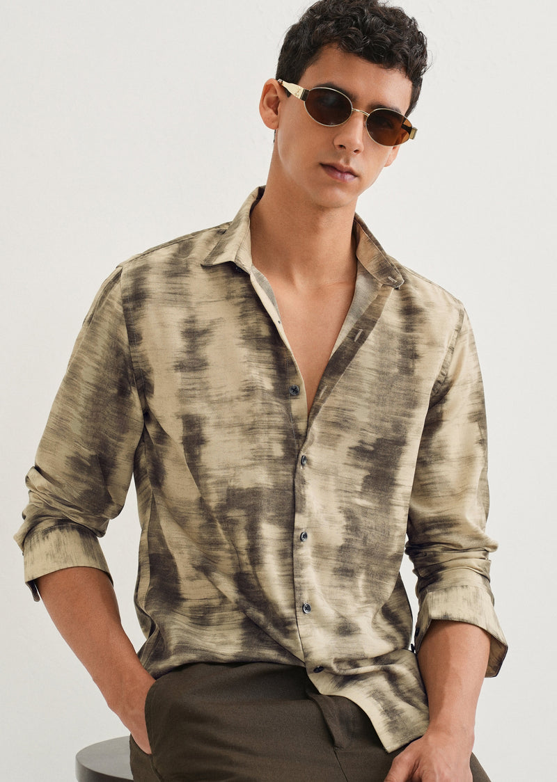 Beige Abstract Printed Shirt
