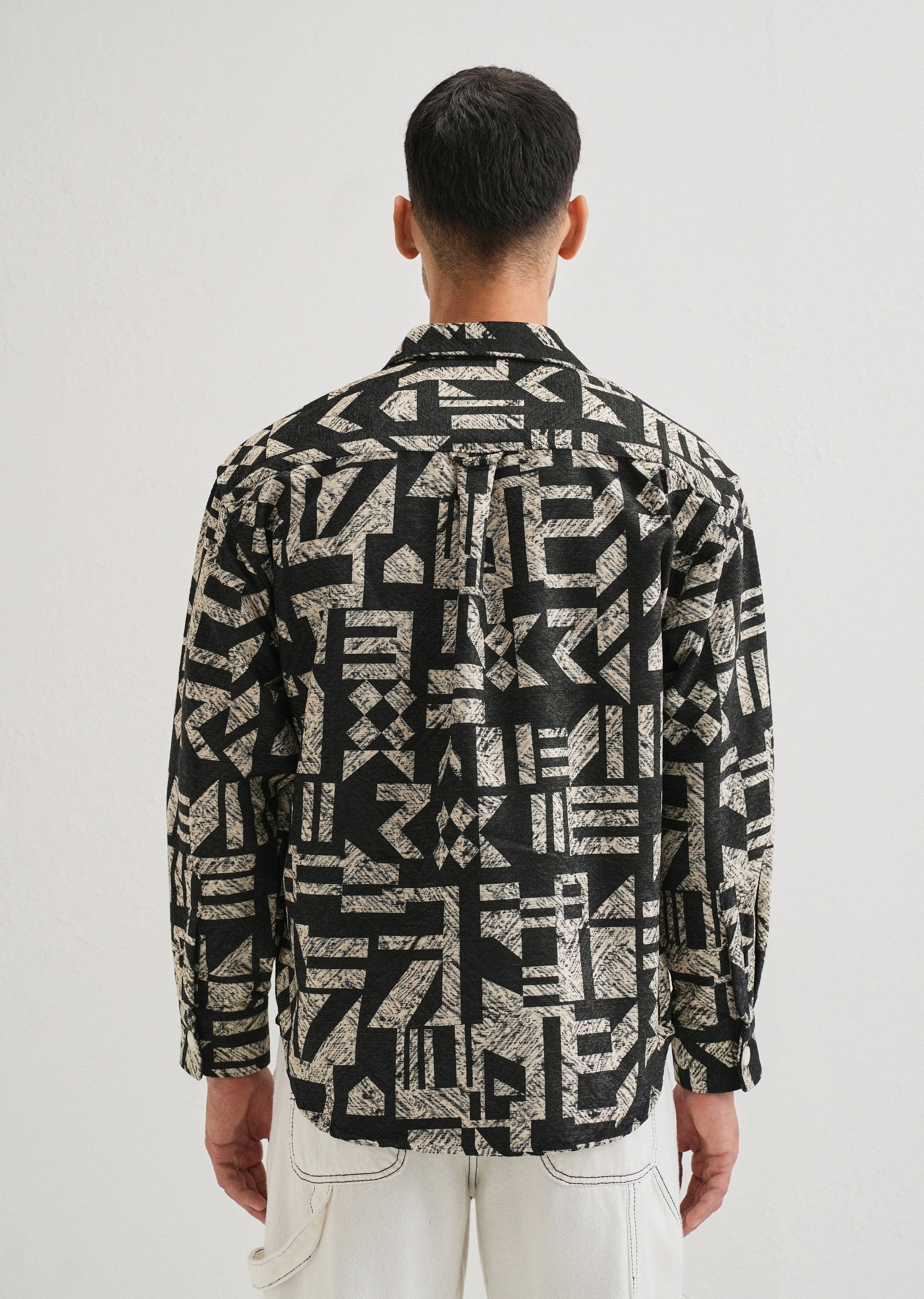 Beige Black Regular Fit Shacket