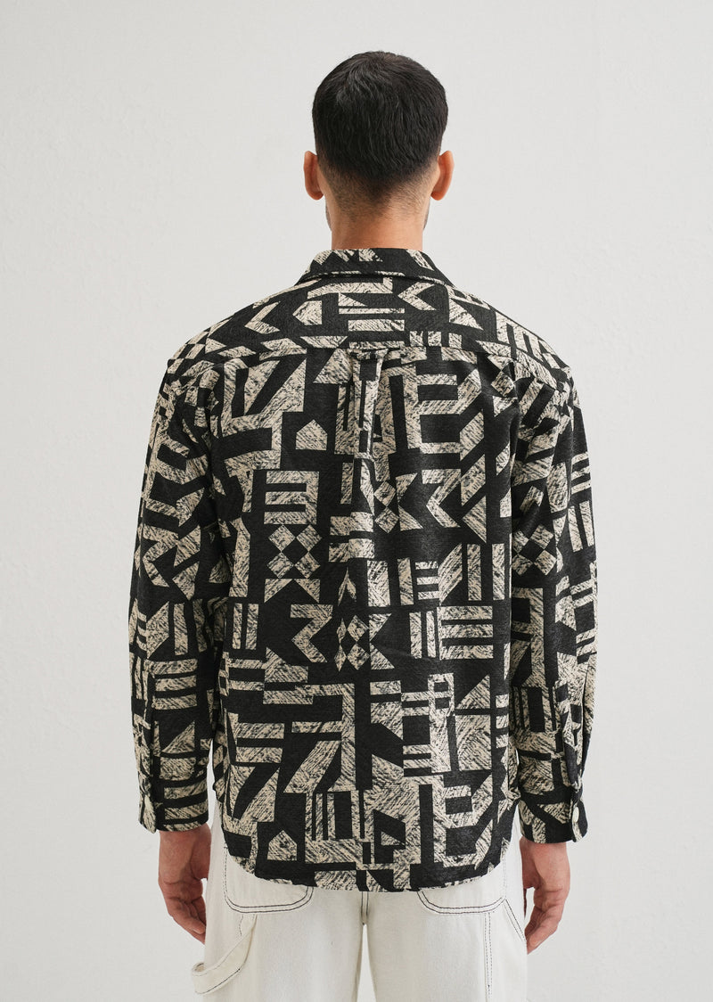 Beige Black Regular Fit Shacket