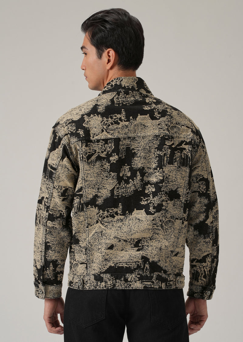 Beige Denim Jacquard Jacket