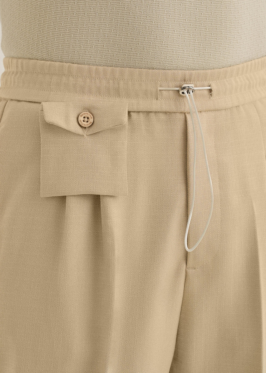 Beige Pleated Korean Pant