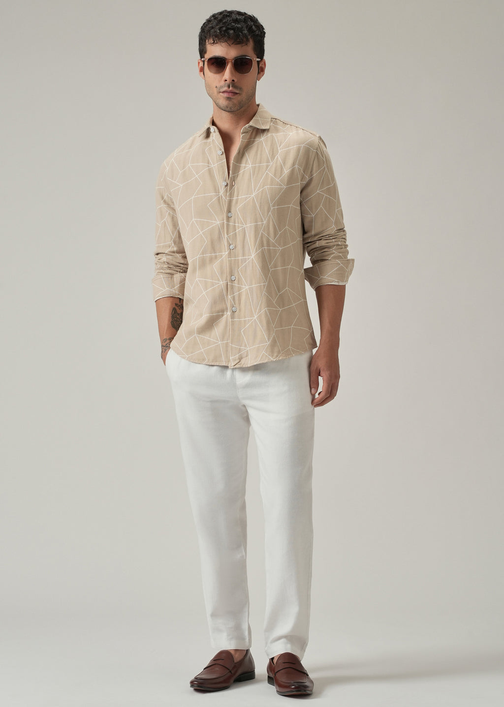 Beige Prism Pattern Shirt