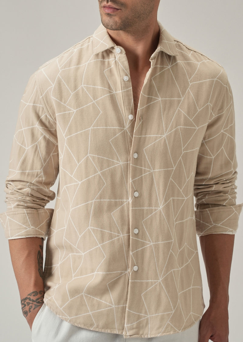 Beige Prism Pattern Shirt