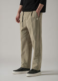 Beige Textured Corduroy Belt Pant