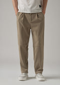Beige Textured Suede Drawstring Pant