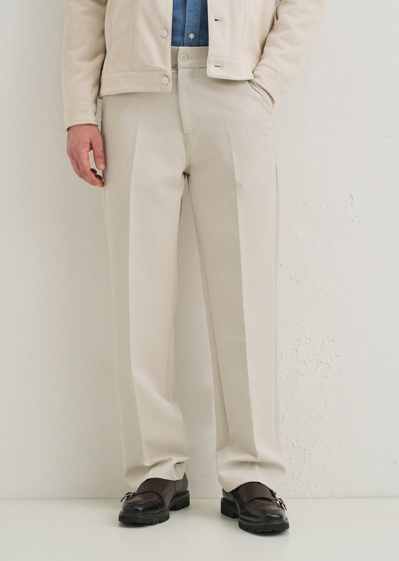 Beige Relaxed Fit Trousers