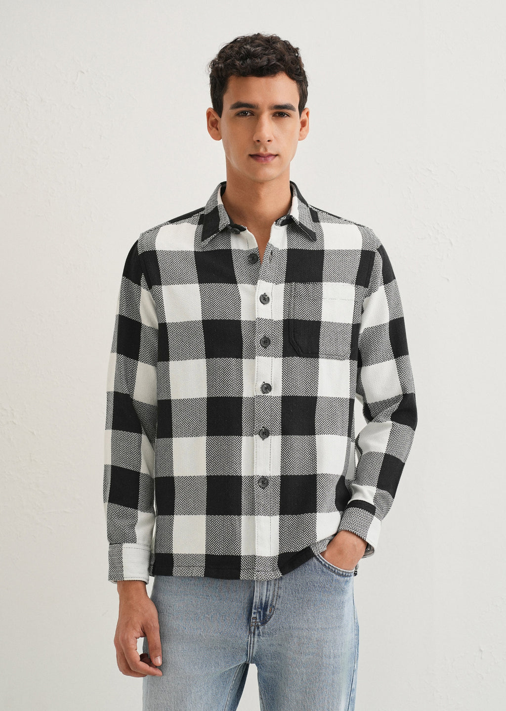 Black Checked Overshirt