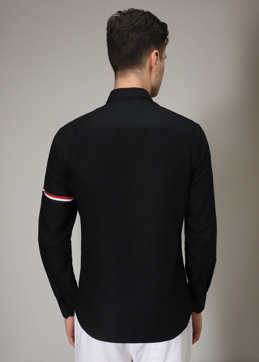 Black Plain Dolphin Oxford Shirt