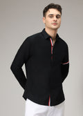 Black Plain Dolphin Oxford Shirt