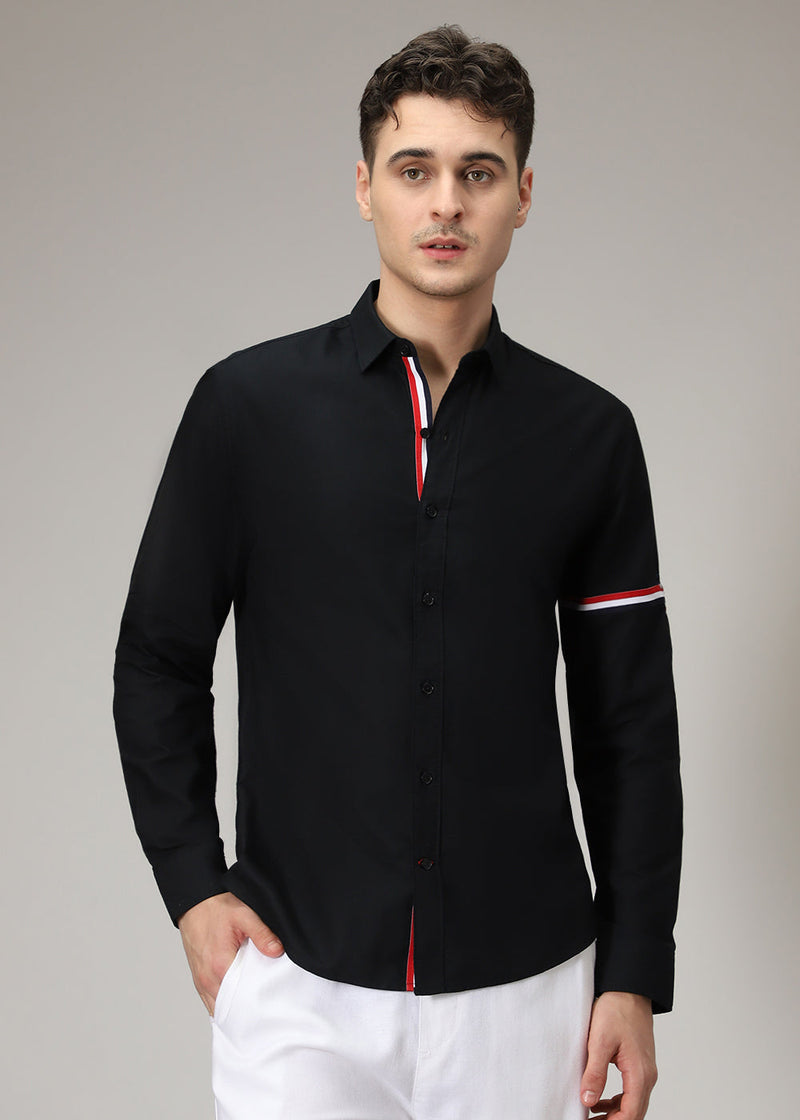 Black Plain Dolphin Oxford Shirt