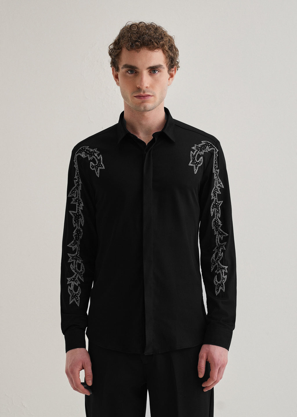 Black Embellished Designer Shirt