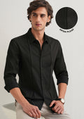 Black Front Panel Open Pleat Shirt