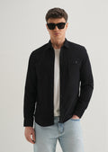 Black Plain Double Pocket Shirt