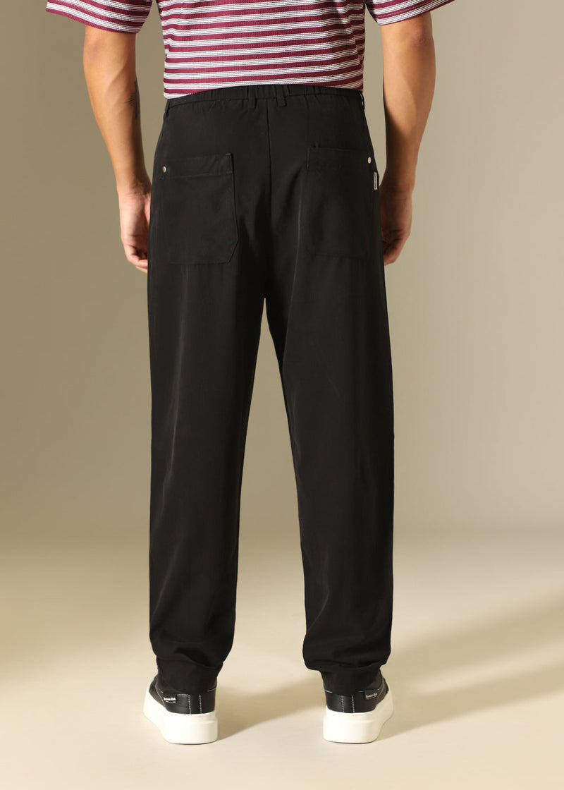 Black Striped Relaxed Fit Trouser