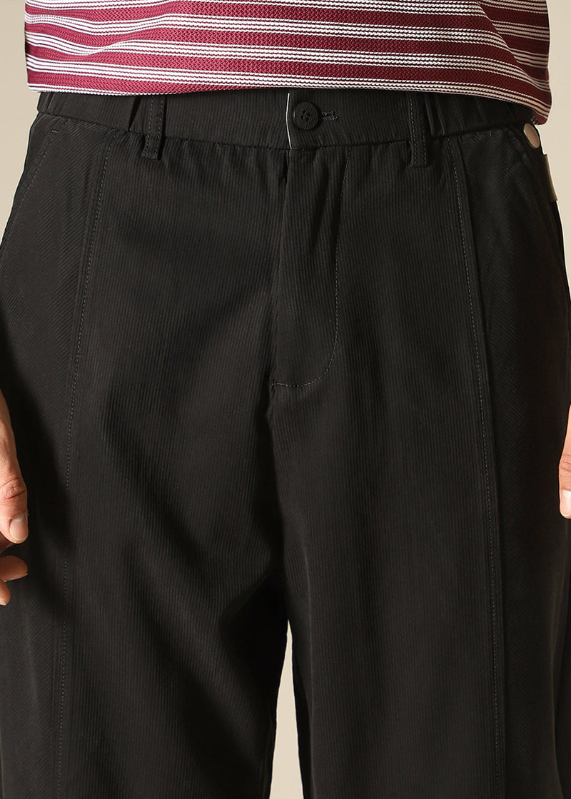 Black Striped Relaxed Fit Trouser