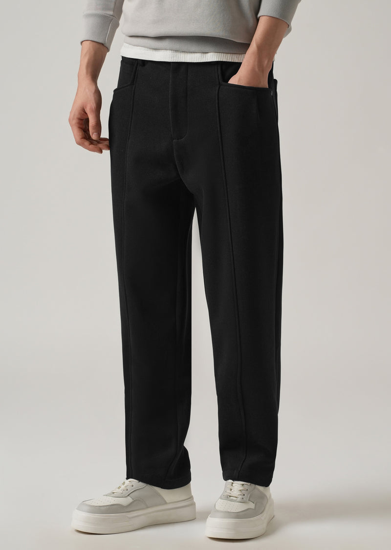 Black Corduroy Relaxed Fit Drawstring Pant