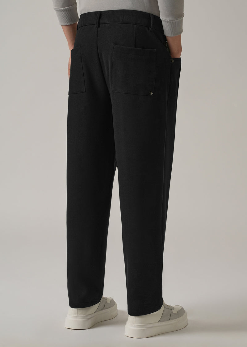 Black Corduroy Relaxed Fit Drawstring Pant