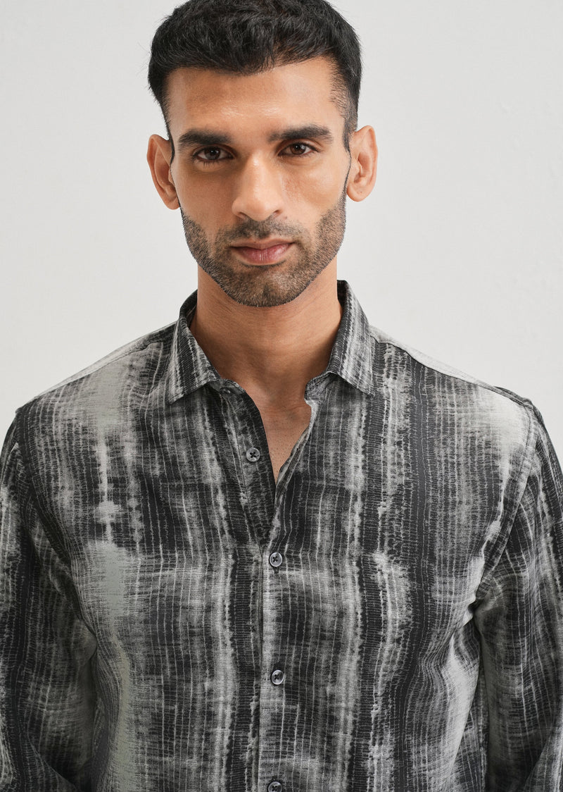 Black Stripe Abstract Printed Shirt