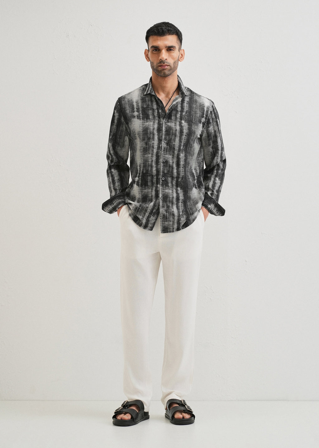 Black Stripe Abstract Printed Shirt
