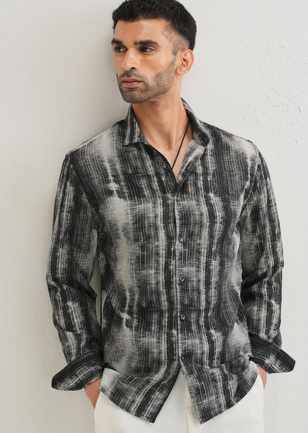 Black Stripe Abstract Printed Shirt