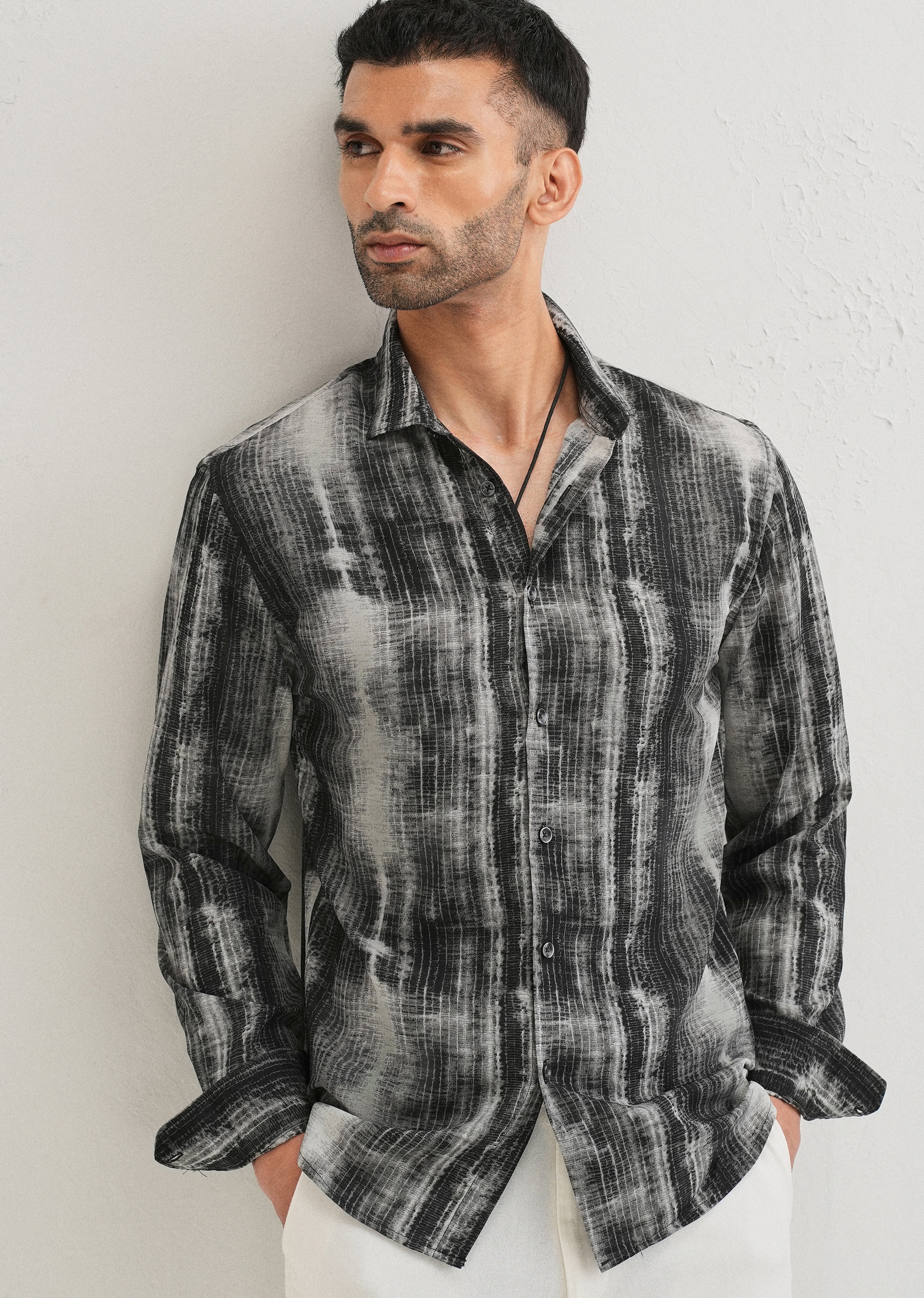 Black Stripe Abstract Printed Shirt